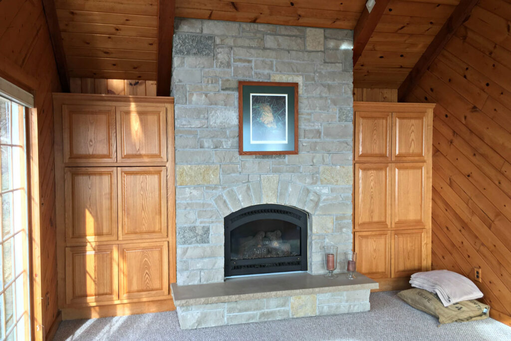 fireplace before remodel