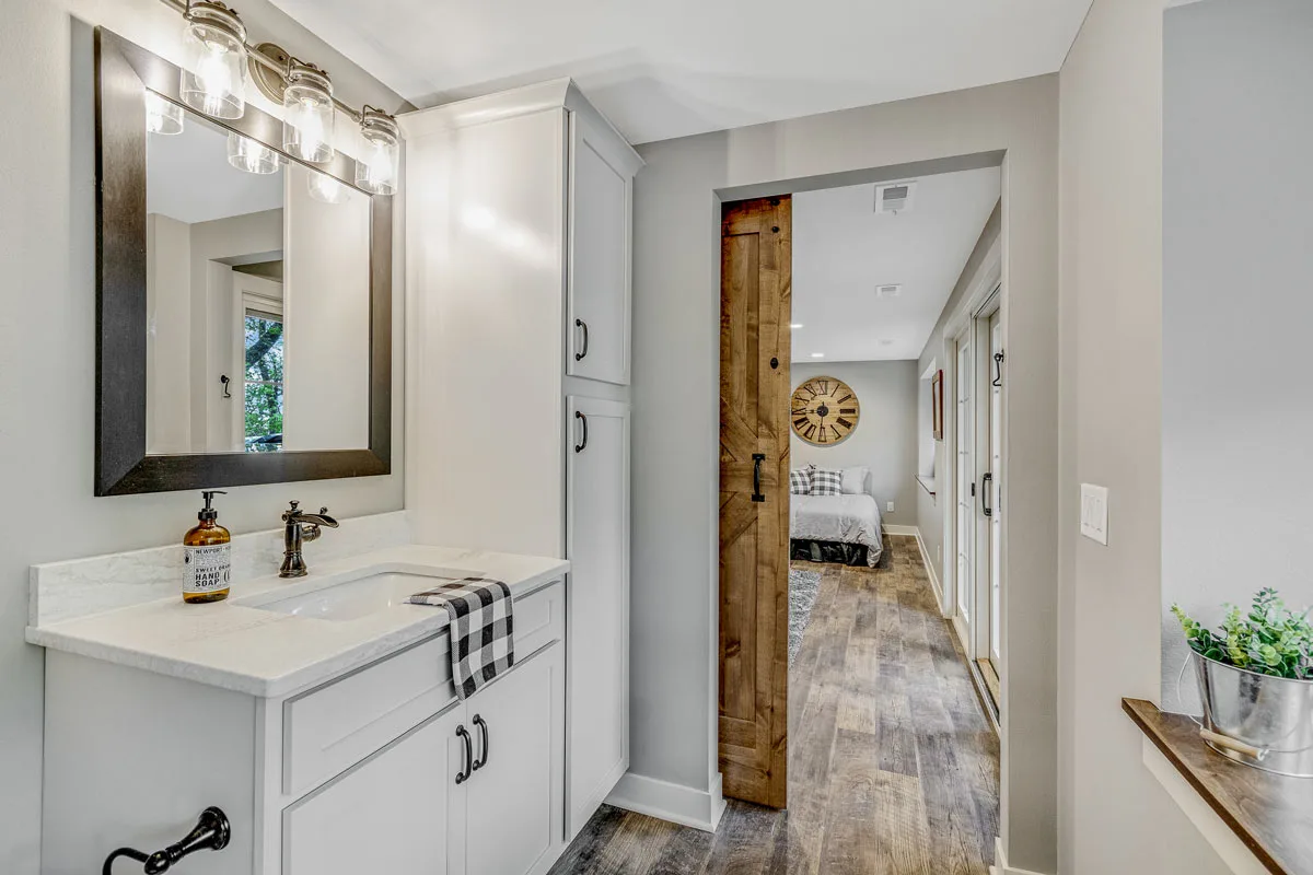 New bathroom with sliding barn door