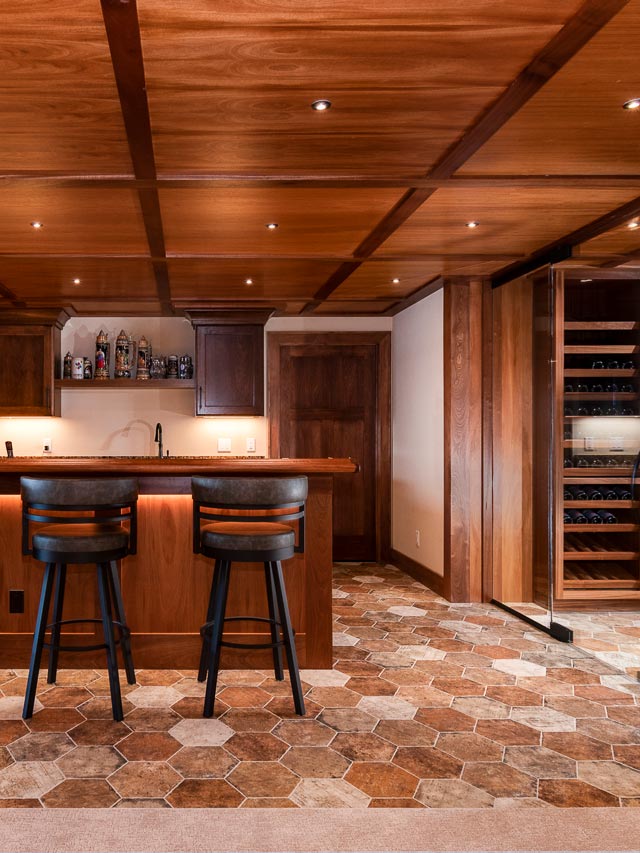 Basement bar and wine storage