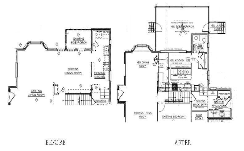 Floor plans for renovated farm house