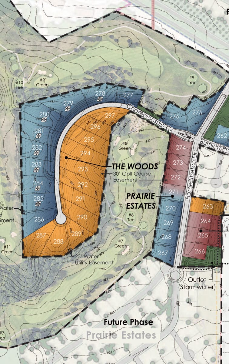 Developer map of The Woods lots